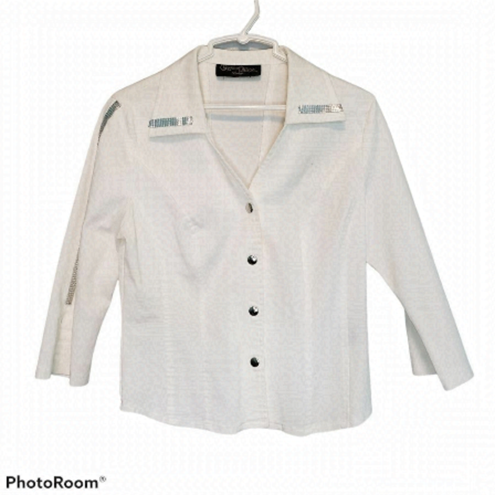 3 for $25 Christine Phillipe Retro White Blazer Jacket Small